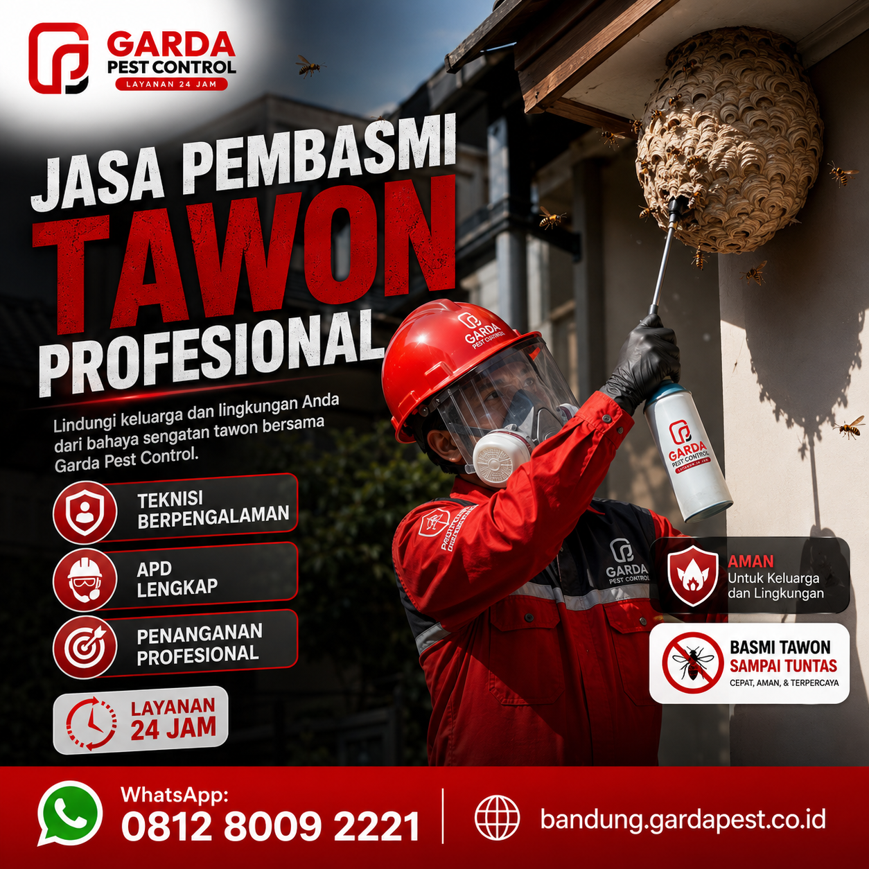Jasa Pembasmi Tawon 24 Jam Darurat Bandung untuk Keamanan Rumah Anda